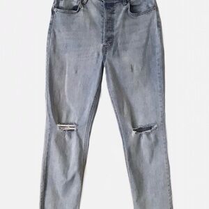 Wild Fable Jeans Womens Highest Rise Slim Straight Blue Raw Hem Distressed sz 6